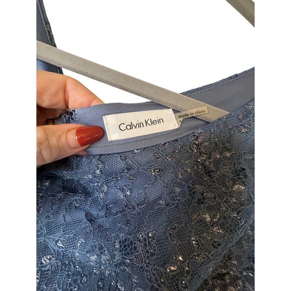 Calvin Klein Blue Lace Sparkle Cocktail Dress - Size P - Picture 3 of 12